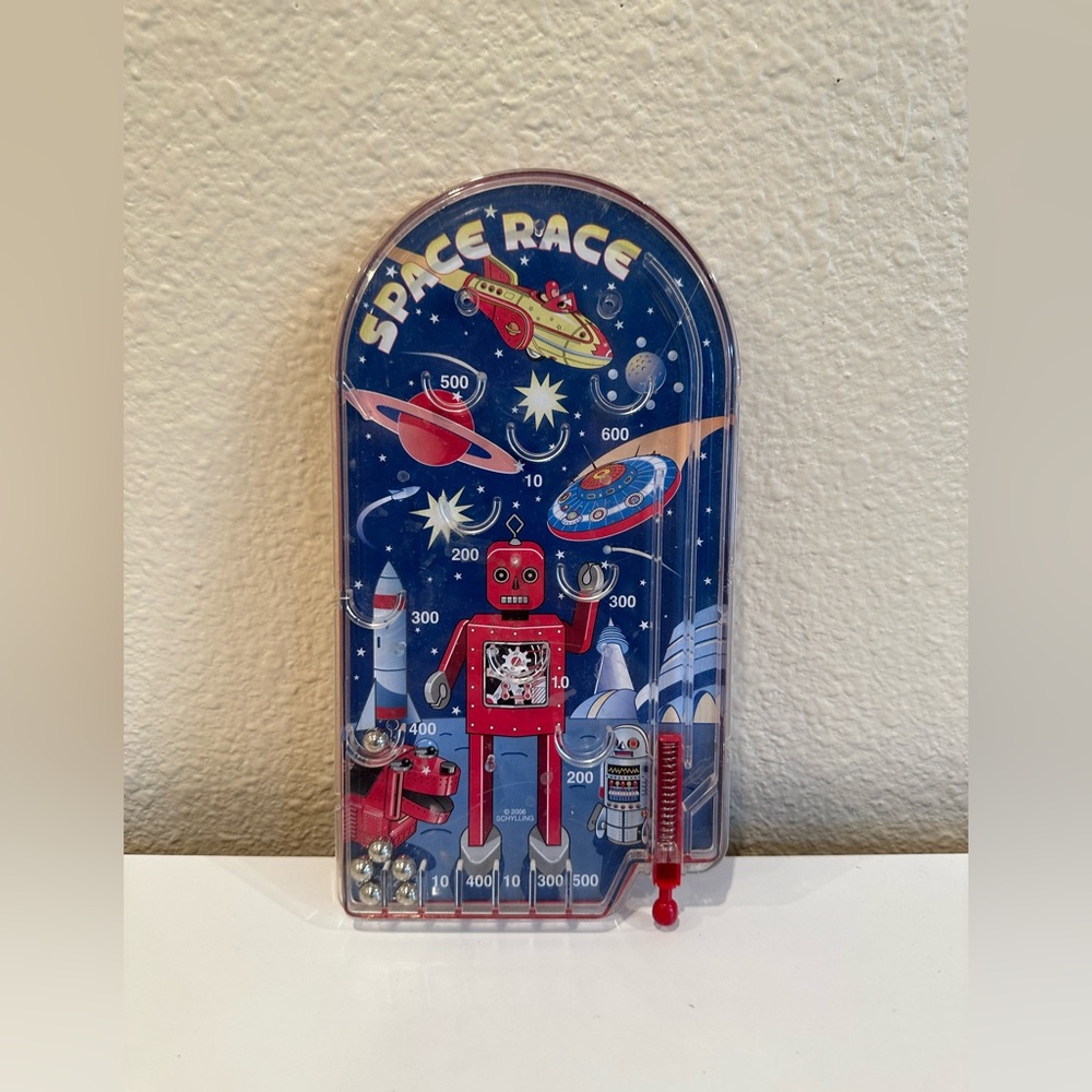 Schylling Space Race Handheld Pinball Game Robot Toy Galaxy Saturn From Yr 2006